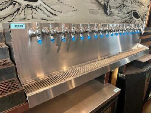 19 GROUP STAINLESS TAP UNIT W/ GLYCOL SYSTEM IN BASEMENT.