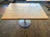 44" X 35" HARDWOOD TABLE TOP W/ HEAVY DUTY BASE.,