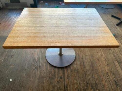 44" X 35" HARDWOOD TABLE TOP W/ HEAVY DUTY BASE.,