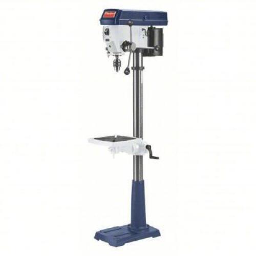 DESCRIPTION: (1) FLOOR DRILL PRESS BRAND/MODEL: DAYTON #400H52 INFORMATION: BLUE, NEEDS BASE REPAIR SIZE: BELT, FIXED, 240 RPM � 3,200 RPM, 115V AC /S