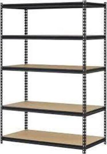 DESCRIPTION: (1) STORAGE RACK BRAND/MODEL: EDSAL INFORMATION: BLACK WITH WOOD SHELVES RETAIL$: $332.00 EA QTY: 1