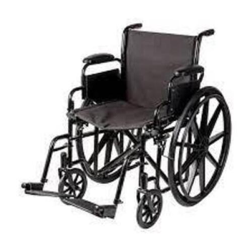DESCRIPTION: (1) MANUAL WHEELCHAIR WITH FIXED ARMRESTS BRAND/MODEL: DMI #503-0658-0200 INFORMATION: BLACK RETAIL$: $250.63 EA QTY: 1