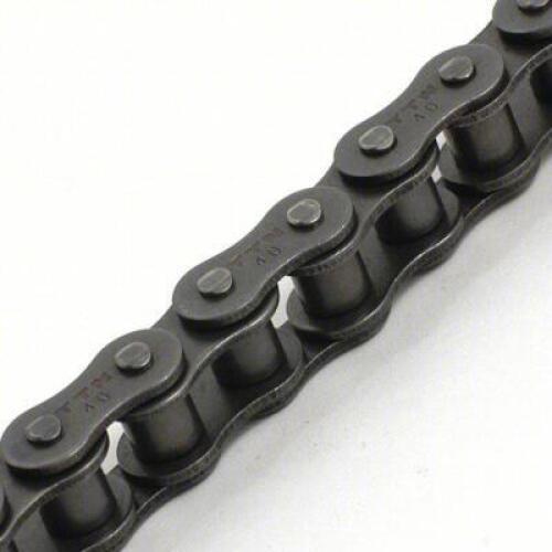 DESCRIPTION: (1) ROLLER CHAIN BRAND/MODEL: TRITAN #42MJ70 INFORMATION: BLACK SIZE: SINGLE STRAND, 40, 1/2 IN PITCH, STEEL, 100 FT OVERALL LG, RIVETED