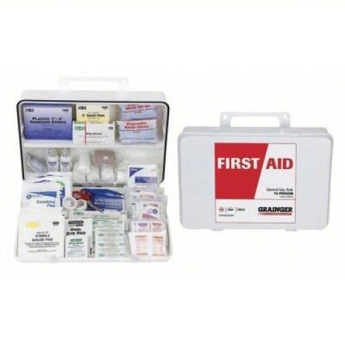 DESCRIPTION: (2) FIRST AID KIT BRAND/MODEL: PART NUMBER #39N816 INFORMATION: WHITE SIZE: 75 PEOPLE SERVED RETAIL$: 84.6 EA QTY: 2
