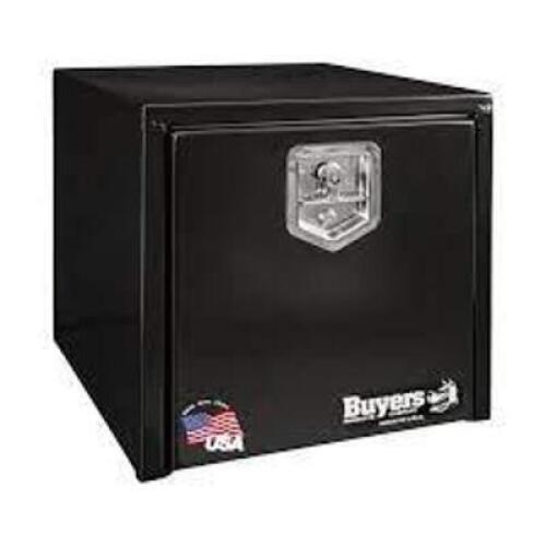 DESCRIPTION: (1) UNDERBODY TOOL BOX BRAND/MODEL: BUYERS #1702295 INFORMATION: BLACK, POWDER COATED, STEEL SIZE: 18" X 18" X 18" RETAIL$: $258.99 EA QT