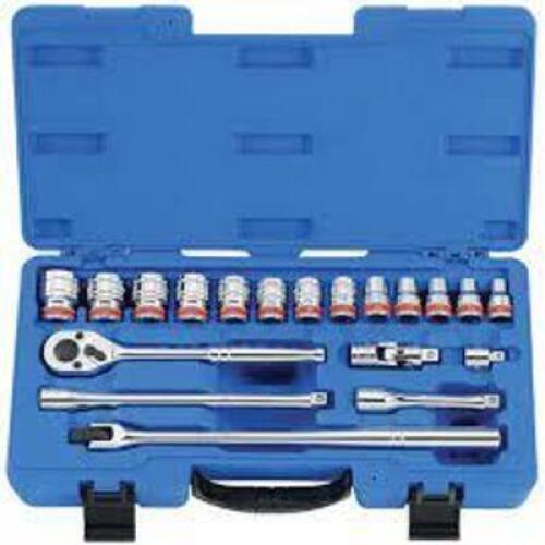DESCRIPTION: (1) CASE OF SOCKET SET BRAND/MODEL: KT RPO INFORMATION: BLUE CARRY CASE SIZE: 19 PIECES, 1/2" DRIVE SAE RETAIL$: $134.48 EA QTY: 1