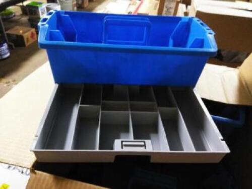 DESCRIPTION: (8) CARRYING TOTE BRAND/MODEL: PREMIER INFORMATION: BLUE WITH WHITE DRAWER RETAIL$: $20.00 EA TOTE QTY: 8