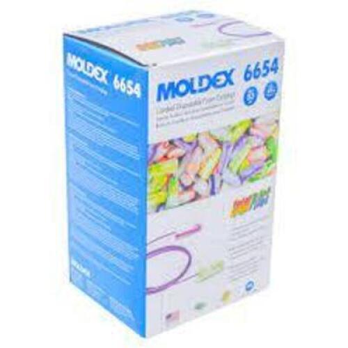 DESCRIPTION: (2) BOXES OF (100) CORDED DISPOSABLE FOAM EARPLUGS BRAND/MODEL: MOLDEX #6654 INFORMATION: MULTI COLORED RETAIL$: $53.74 EA QTY: 2