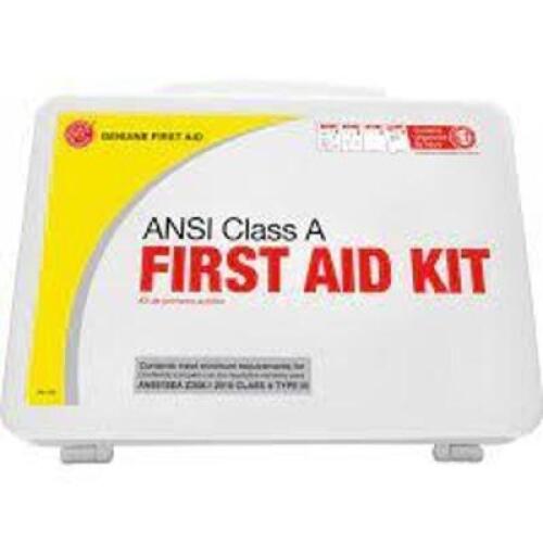 DESCRIPTION: (2) ANSI CLASS A FIRST AID KIT BRAND/MODEL: GENUINE FIRST AID INFORMATION: YELLOW RETAIL$: $24.99 EA QTY: 2