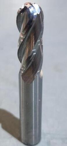DESCRIPTION: (4) CARBIDE BALL END MILL BRAND/MODEL: HTC 135-4375 SIZE: 3/8" 1" LOC RETAIL$: $19.00 QTY: 4
