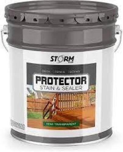 DESCRIPTION: (1) PROTECTOR STAIN AND SEALER BRAND/MODEL: STORM #291114 INFORMATION: BLACK WALNUT SIZE: 5 GALLON RETAIL$: $205.00 EA QTY: 1
