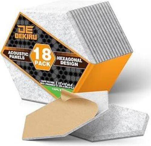 DESCRIPTION: (1) BOX OF (18) HEXAGONAL SOUND PROOF WALL PANELS BRAND/MODEL: OTUOTR XOO39X5MXL INFORMATION: PICTURED ITEM MAY DIFFER FROM ACTUAL PRODUC