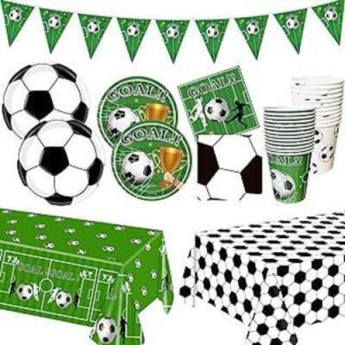 DESCRIPTION: (15) SOCCER THEMED BIRTHDAY PARTY DECORATIONS BRAND/MODEL: RAINBOW INFORMATION: PICTURED ITEM MAY DIFFER FROM ACTUAL PRODUCT RETAIL$: 16.