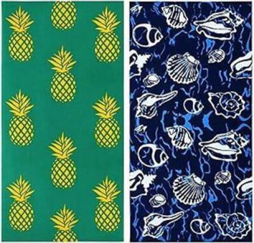 DESCRIPTION: (2) OVERSIZED BEACH TOWELS BRAND/MODEL: GENOVEGA PINEAPPLE SHELL INFORMATION: PICTURED ITEM MAY DIFFER FROM ACTUAL PRODUCT SIZE: XL RETAI
