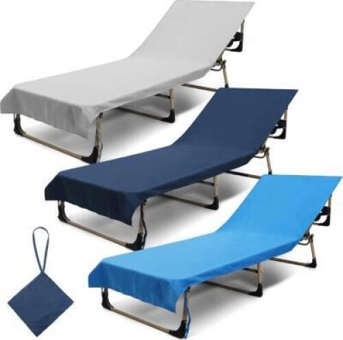 DESCRIPTION: (1) ) PACK OF (3MICRO FIBER BEACH CHAIR COVERS WITH SIDE POCKETS BRAND/MODEL: REDBAKER INFORMATION: PICTURED ITEM MAY DIFFER FROM ACTUAL