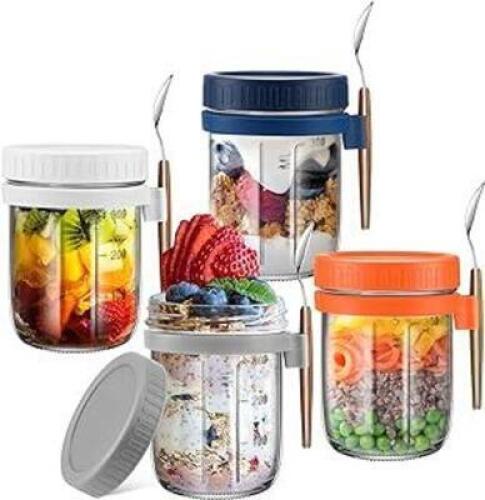 DESCRIPTION: (4) OVERNIGHT OATS JARS BRAND/MODEL: SEIRAL INFORMATION: PICTURED ITEM MAY DIFFER FROM ACTUAL PRODUCT SIZE: 12 OZ RETAIL$: $14.99 QTY: 4