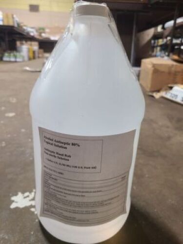 DESCRIPTION: (2) ALCOHOL ANTISEPTIC BRAND/MODEL: TOPICAL SOLUTION HAND RUB INFORMATION: 80% SIZE: 1 GALLON RETAIL$: $40.00 EA QTY: 2
