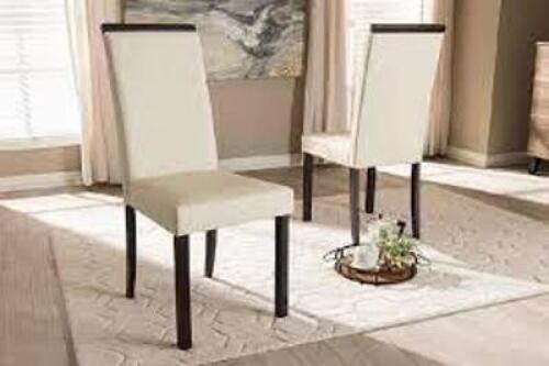 DESCRIPTION: (2) DINING ROOM CHAIRS BRAND/MODEL: BAXTON STUDIO #LW 120-T INFORMATION: CREAM SIZE: 2 CHAIRS RETAIL$: $288.99 TOTAL QTY: 2