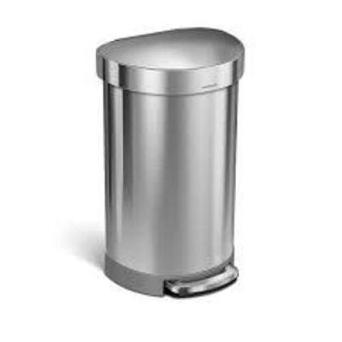 DESCRIPTION: (1) STEP OPEN TRASH CAN BRAND/MODEL: SIMPLEHUMAN INFORMATION: STAINLESS STEEL SIZE: 45L RETAIL$: $100.00 EA QTY: 1