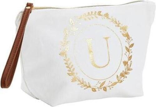 DESCRIPTION: (4) MAKEUP BAGS BRAND/MODEL: GLAMLILY INFORMATION: WHITE AND GOLD U CANVAS SIZE: 10X3X6 RETAIL$: $16.99 EA QTY: 4