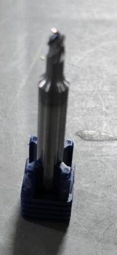 DESCRIPTION: (4) CARBIDE CORNER CHAMFER CORNER RADIUS END MILLS BRAND/MODEL: FRAISA WCT00749 SIZE: 1/8 DIA 1/4" LOC 0.07" RAD RETAIL$: $24.40 QTY: 4
