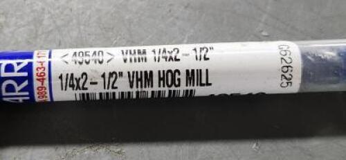 DESCRIPTION: (6) VHM HOG MILL BRAND/MODEL: GARR TOOL 49540 SIZE: 1/4" D 1/2LOC RETAIL$: 41.51 EA QTY: 6
