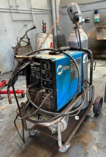 MILLERMATIC 130 CV/DC WIRE FEED ARC WELDER WITH ACCESSORIES AND CART