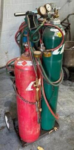 ACETYLENE KIT WITH DOLLY, TANKS, TORCH AND GOGGLES