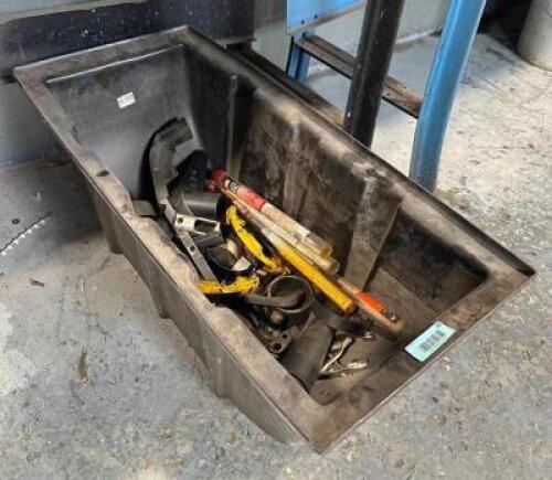 PLASTIC BIN WITH ASSORTED TOOLS