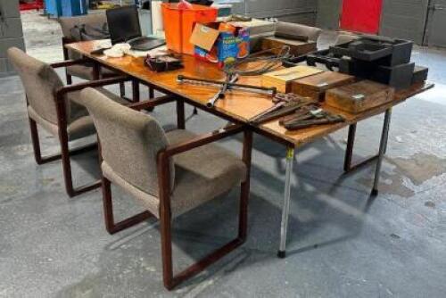7' WOODEN TABLE WITH (5) CHAIRS