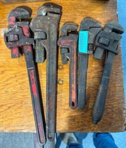 (5) ASSORTED PIPE WRENCHES