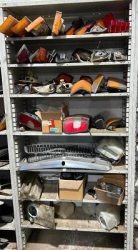 CONTENTS OF SHELVING UNIT - ASSORTED VINTAGE FOREIGN CAR PARTS