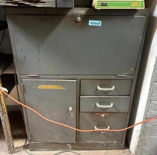 METAL STORAGE CHEST WITH CONTENTS