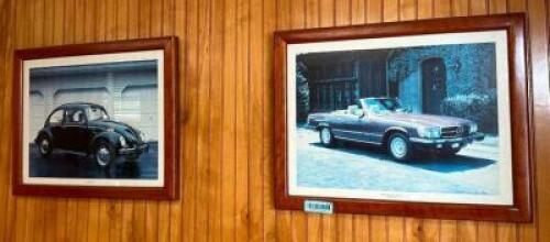 (2) FRAMED VINTAGE CAR PHOTOS