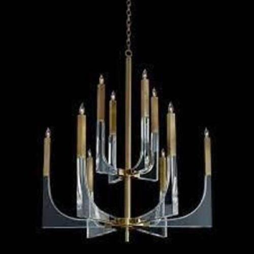 ACRYLIC AND BRASS CHANDELIER