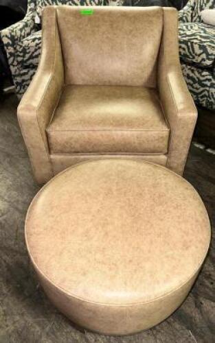 LEATHER CHAIR W/ LEATHER OTTOMAN