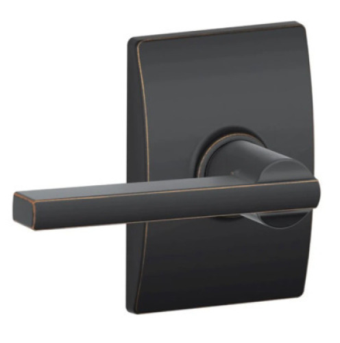 DESCRIPTION: (2) LATITUDE PASSAGE DOOR LEVER SET WITH CENTURY TRIM BRAND/MODEL: SCHLAGE RETAIL$: $35.00 EACH QTY: 2