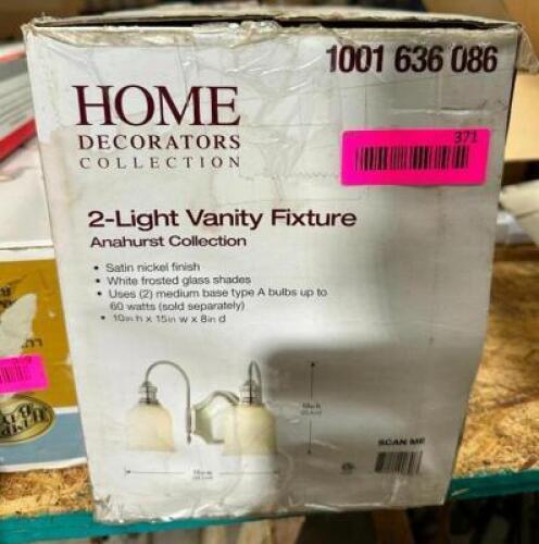 DESCRIPTION: 2-LIGHT VANITY FIXTURE BRAND/MODEL: HOME DECORATORS COLLECTION QTY: 1