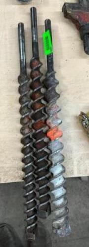 DESCRIPTION: (3) LARGE DRILL BITS SIZE: SEE PHOTOS QTY: 3