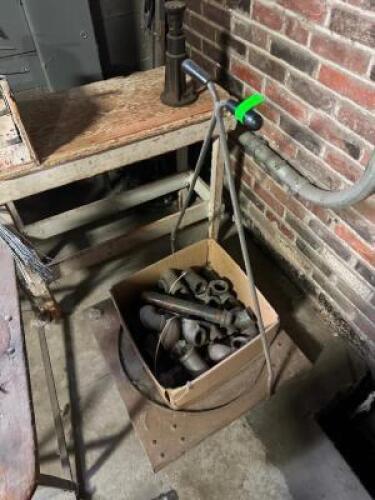 ROLLING CART WITH BOX OF PIPE HARDWARE