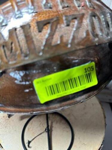 DESCRIPTION: METAL MIZZOU FOOTBALL ON STAND SIZE: 14" QTY: 1