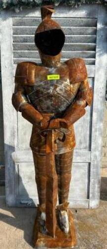 DESCRIPTION: LARGE RUSTIC METAL KNIGHT SIZE: 60"X21" QTY: 1