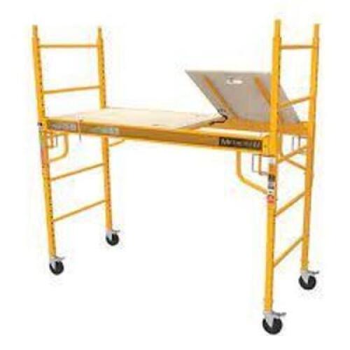 DESCRIPTION: (1) SCAFFOLDING PLATFORM BRAND/MODEL: METALTECH INFORMATION: YELLOW AND WOOD SIZE: 110 LB, 1000 LB CAPACITY RETAIL$: $200.26 EA QTY: 1