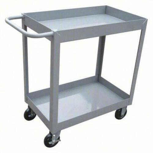 DESCRIPTION: (1) UTILITY CART WITH DEEP LIPPED METAL SHELVES BRAND/MODEL: DAYTON #2GMH5 INFORMATION: GRAY, STEEL SIZE: 1,200 LB LOAD CAPACITY, 30 IN X