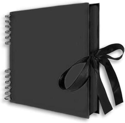DESCRIPTION: (2) BLACK PAPER PHOTO ALBUM / SCRAPBOOK WITH BOW TIE CLOSURE INFORMATION: BLACK SIZE: 11 X 6 RETAIL$: $19.99 EA QTY: 2