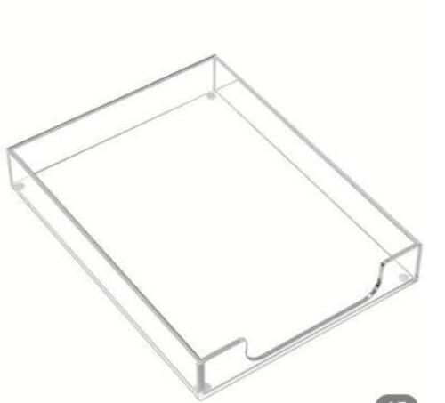 DESCRIPTION: (4) PACKS OF (2) PAPER STORAGE BINS BRAND/MODEL: ACRYLIC INFORMATION: CLEAR RETAIL$: $33.99 PER PACK QTY: 4
