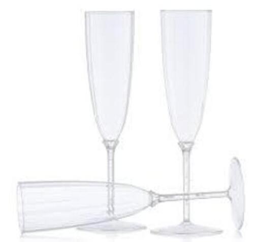 DESCRIPTION: (6) PLASTIC CHAMPAGNE FLUTES INFORMATION: CLEAR RETAIL$: $10.00 EA QTY: 6