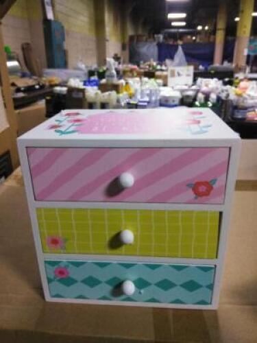 DESCRIPTION: (1) MINI DRESSER INFORMATION: WOODEN SIZE: 3 DRAWER RETAIL$: $57.00 EA QTY: 1