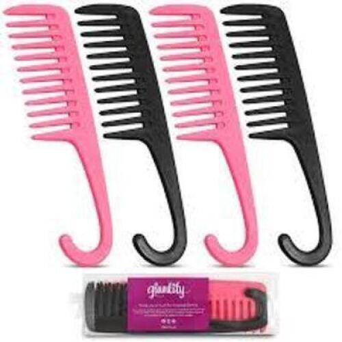 DESCRIPTION: (4) PACKS OF (4) HAIR COMBS BRAND/MODEL: GLAMLILY INFORMATION: 2 BLACK 2 PINK PER PACK SIZE: LOOP HOOK ON END RETAIL$: $6.90 PER COMB QTY