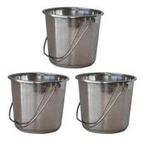 DESCRIPTION: (6) MINI PALE STYLE BUCKET INFORMATION: STAINLESS SIZE: MUST COME INSPECT FOR SIZING RETAIL$: $27.99 TOTAL QTY: 6